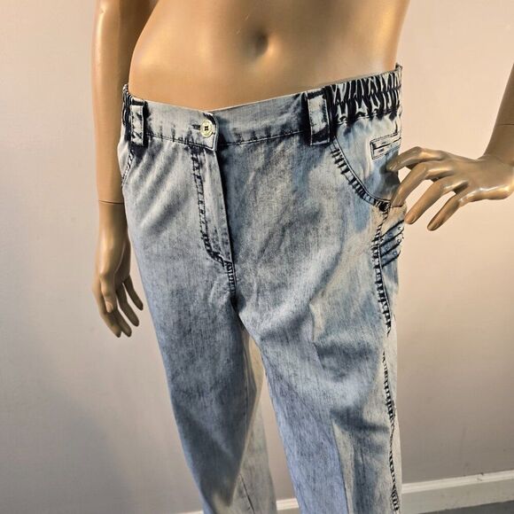 Duran Vintage 80s Acid Wash Pants Womens 28 x 31 Blue Chambray Beads Accents - Picture 4 of 13